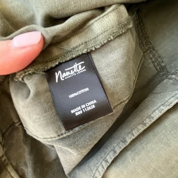 Nanette Lapore army green military style denim jacket with beaded crests - Picture 5 of 11